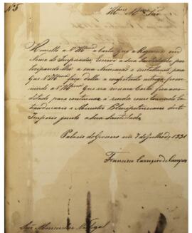 Carta de chancelaria, original, enviada por Francisco Carneiro de Campos, Visconde de Alcântara (...