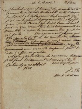Minuta de despacho a Georg Heinrich von Löwenstern (1786-1856), Barão de Lowenstern, informando q...