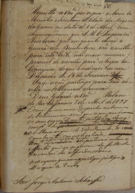 Minuta de despacho para Anton von Schaeffer (1779-1835), informando o envio do aviso do ministro ...