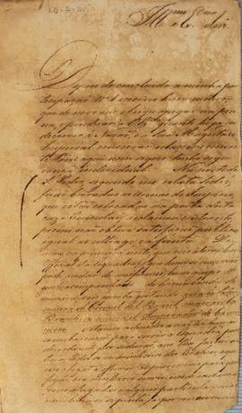 Carta de Antônio José Falcão da Frota (1780-1848) para Luis José de Carvalho e Melo (1764-1826) d...