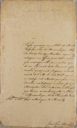 Ofício enviado pelo cônsul do Brasil em Moçambique, João Luiz Airoza (s.d.-1838), ao Marques de A...