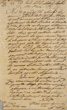 Minuta enviada a João Del Castilho, em 3 de maio de 1814, informando sobre a nomeação de Antônio ...