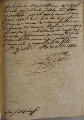 Despacho para Anton von Schaeffer (1779-1835) em resposta a carta de 20 de julho solicitando 6 me...