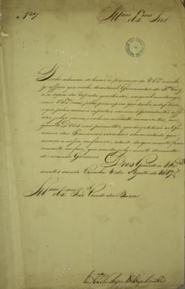 Ofício de 4 de agosto de 1817 escrito por Antônio de Araújo e Azevedo (1754-1817), Conde da Barca...