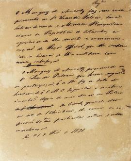 Minuta de 28 de fevereiro de 1828, de João Carlos Augusto de Oyenhausen-Gravenburg (s.d.-1838), M...