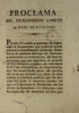 Proclamação de 22 de julho de 1809 nomeando Baltasar Hidalgo de Cisnero como Vice Rei de Buenos A...