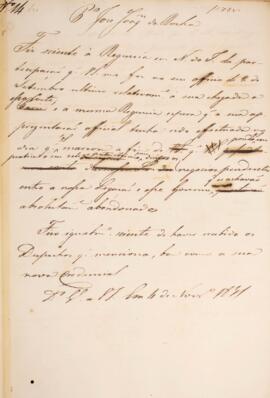 Minuta de despacho enviado para José Joaquim da Rocha (1777-1848), com data de 04 de novembro de ...