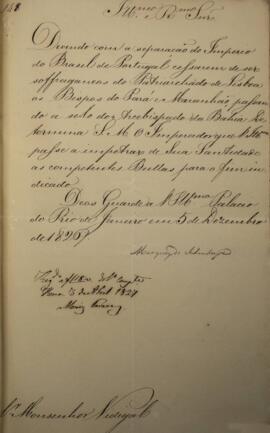 Ofício original enviado por Antônio Luiz Pereira da Cunha (1760-1837), Visconde de Inhambupe, ao ...
