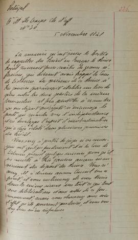 Despacho enviado pelo senhor Lemps ao Barão de Pasquier (1767-1862), em 05 de novembro de 1821, i...