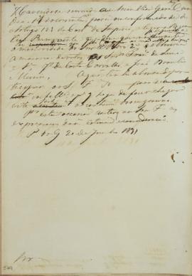 Minuta de circular ao corpo diplomático de 20 de julho de 1831, informando sobre a sessão da Asse...