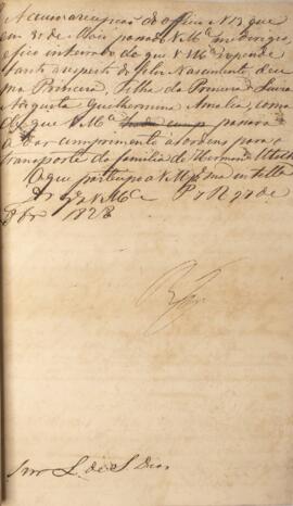 Despacho original enviado para Luiz de Souza Dias (1764-1826), com data de 27 de outubro de 1829,...