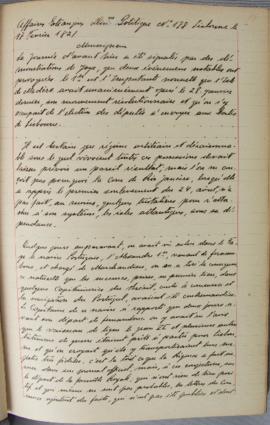Ofício de 17 de fevereiro de 1821, de Lesseps, dirigido a Étienne Denis Pasquier (1767-1862), Bar...