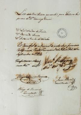 Lista de 21 de setembro de 1823 contendo os nomes dos eleitores da Vila de Melo: Luis Mendes de A...