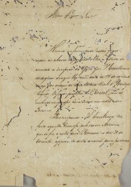 Nota a José Bonifácio de Andrada e Silva (1763-1838), informando a recepção do oficio encaminhado...