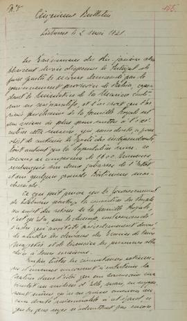 Ofício enviado em 2 de maio de 1821, relatando sobre os últimos acontecimentos no Rio de Janeiro,...