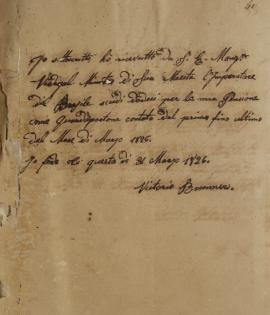 Nota nº 40 informando o recebimento de 12 escudos de Francisco Corrêa Vidigal (s.d-1838), pela es...