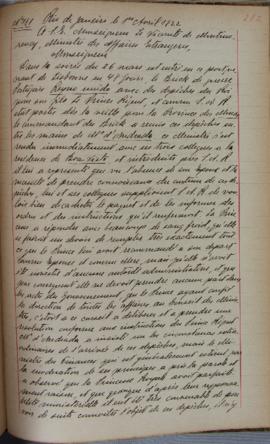 Despacho nº 181, de 1º de abril de 1822, de Jean-Baptiste Maler (s.d.), Cônsul-geral da França no...
