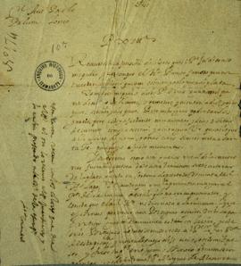 Carta escrita por Nícolas del Campo (1725-1803), Marquês de Loreto, relatando troca e venda de al...