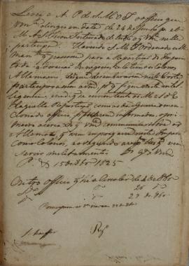 Resposta de carta encaminhada no dia 24 de junho de 1825 de Georg Anton von Schaeffer (1779-1835)...