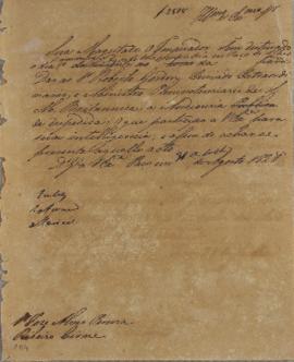 Circular enviada em 31 de julho de 1828, por José Alves Pereira Ribeiro Cirne, comunicando que o ...