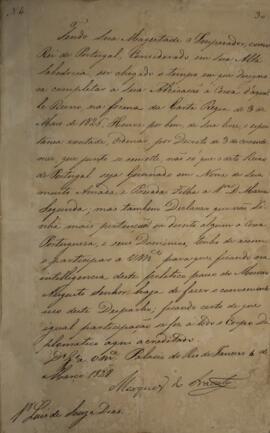 Cópia de despacho n.4 enviado por João Carlos Augusto de Oyenhausen-Gravenburg (1776-1838), Marqu...