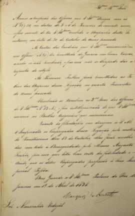 Ofício original enviado por João Carlos Augusto de Oyenhausen-Gravenburg (1776-1838), Marquês de ...