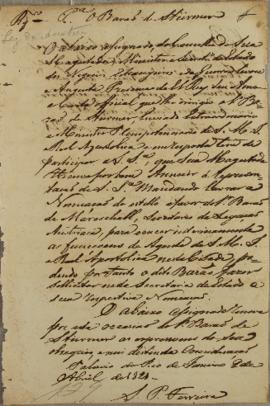 Minuta de despacho de Silvestre Pinheiro Ferreira (1769-1846) para Bartholomäus Freiherr von Stür...