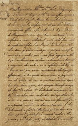 Cópia de carta encaminhada a Francisco Carneiro de Campos (1765 - 1842), informando que recebeu i...
