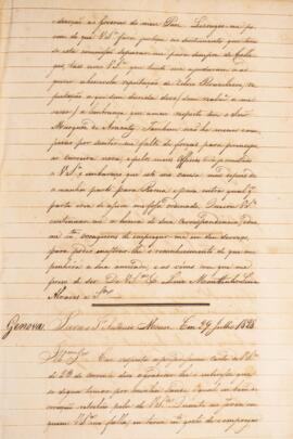Cópia de ofício enviado por Luiz Moutinho Lima Alvares e Silva (1792-1863), para Antônio Moura (s...