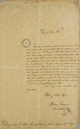 Ofício de 23 de agosto de 1822, enviado por Tomás García de Zuñiga (1780-1843) para José Bonifáci...