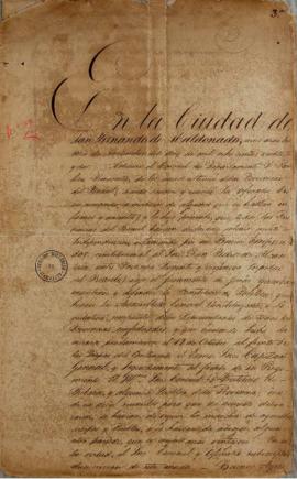 Cópia da Ata de 8 de novembro de 1822 de celebração realizada em San Fernando de Maldonado, sobre...