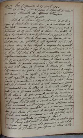 Despacho nº 185, de 29 de abril de 1822, de Jean-Baptiste Maler (s.d.), Cônsul-geral da França no...