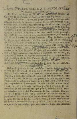 Transcrição do Decreto de 20 de outubro de 1807 do Príncipe Regente de Portugal, D. João VI, em q...