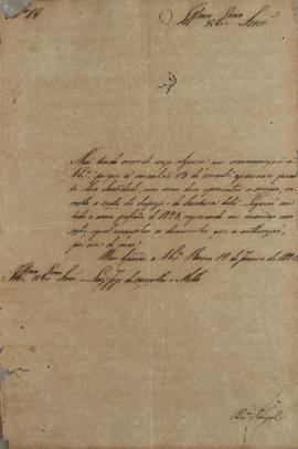 Oficio de Francisco Corrêa Vidigal (s.d-1838) a Luis José de Carvalho e Melo (1764-1826), informa...