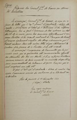 Cópia do despacho de 11 de novembro de 1822, de Jean-Baptiste Maler (s.d.-s.d.), cônsul-geral da ...