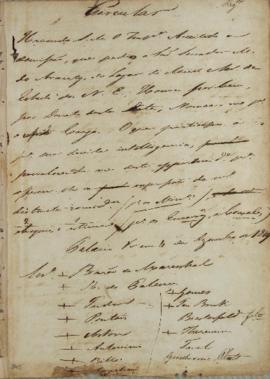 Circular enviada ao corpo diplomático em 04 de dezembro de 1829, comunicando a demissão do Marquê...
