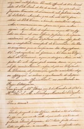 Cópia de ofício enviado pelo Monsenhor Francisco Corrêa Vidigal (s.d.-1838), para José Matheus Ni...