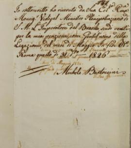 Documento nº 51, nota informando o recebimento do valor de 20 escudos de Francisco Corrêa Vidigal...