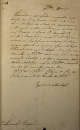 Tratado original encaminhado por Antônio Luiz Pereira da Cunha, Visconde de Inhambupe (1760-1837)...