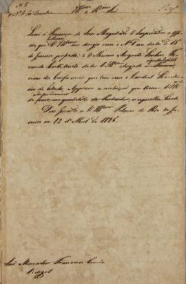 Despacho enviado pelo monsenhor Francisco Corrêa Vidigal (s.d-1838) em 12 de abril de 1825. No do...