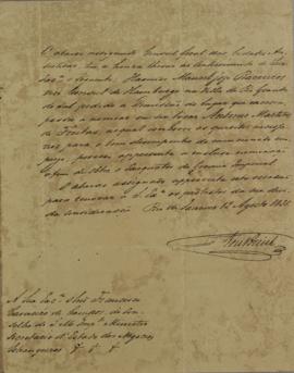 Despacho enviado por Jean Herman Chretin Tenbrink para Francisco Carneiro de Campos (1765-1842), ...