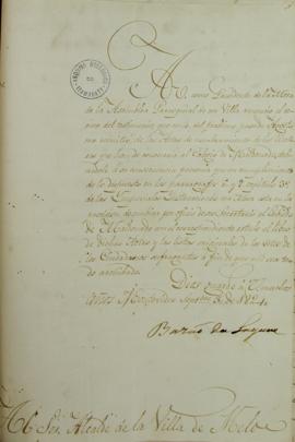 Ofício de 3 de setembro de 1824, enviado por Carlos Frederico Lecor (1764-1836), o Barão da Lagun...