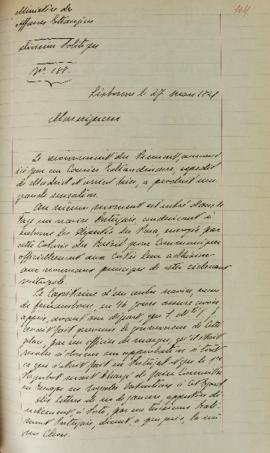 Despacho enviado por Lenneps para Étienne Denis Pasquier (1767-1862), em 27 de março de 1821, inf...