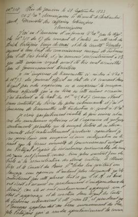 Despacho de 28 de setembro de 1823, de Jean-Baptiste Maler (s.d.-s.d.), cônsul-geral da França no...