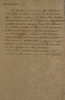Memorando a José Bonifácio de Andrada e Silva (1763-1838) solicitando as portarias necessárias pa...
