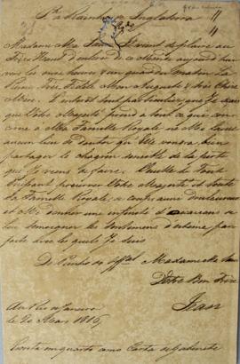 Nota diplomática de 20 de março de 1816, de D. João VI (1767-1826), dirigida à Rainha da Inglater...