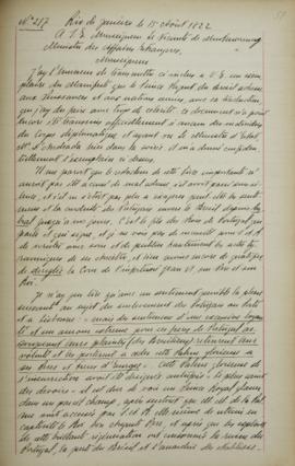 Despacho de 15 de agosto de 1822, de Jean-Baptiste Maler (s.d.-s.d.), cônsul-geral da França no B...