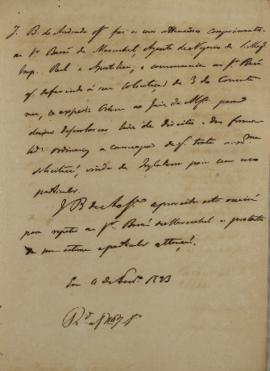 Minuta de despacho de José Bonifácio de Andrada e Silva (1763-1838) para Wenzel Philipp Leopold (...