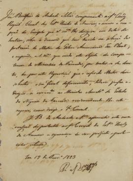 Despacho de 19 de fevereiro de 1823, de José Bonifácio de Andrada e Silva (1763-1838), conselheir...