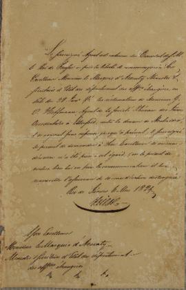 Despacho de 6 de maio de 1829, assinado pelo agente consular do Rei da Prússia, endereçado a João...